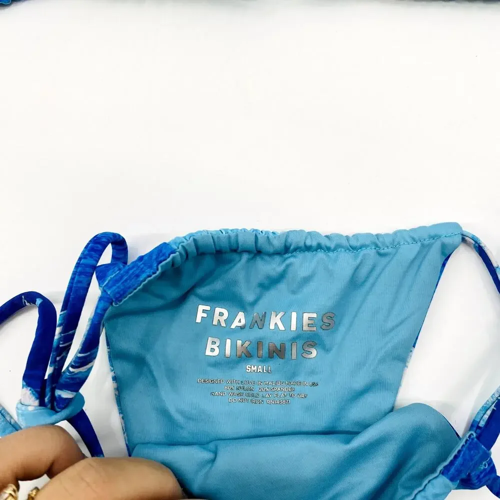 Frankie's Bikinis tia waves Blue tie side bikini bottoms